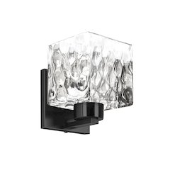 1 Light Matte Black Wall Sconce w/ Clear Water Glass