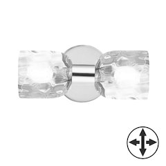 2 Light Polished Chrome Wall Sconce w/ Clear Water Glass
