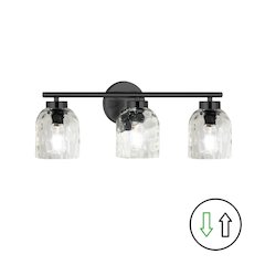 3 Light Matte Black Vanity w/ Clear Water Glass