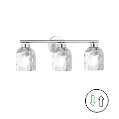 3 Light Polished Chrome Vanity w/ Clear Water Glass