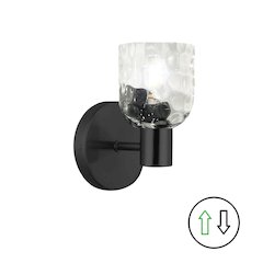 1 Light Matte Black Wall Sconce w/ Clear Water Glass