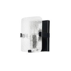 1 Light Wall Sconce in Matte Black w/ Clear Textured Glass