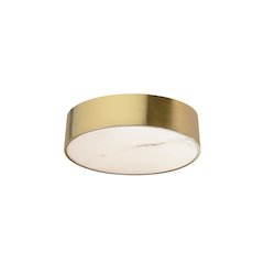 20W Flush Mount in Aged Brass w/ Alabaster Diffuser
