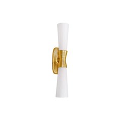 2 Light Wall Sconce in Gold w/ Opal Glass