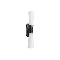 2 Light Wall Sconce in Matte Black w/ Opal Glass
