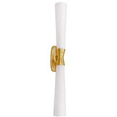 2 Light Wall Sconce in Gold w/ Opal Glass