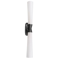 2 Light Wall Sconce in Matte Black w/ Opal Glass
