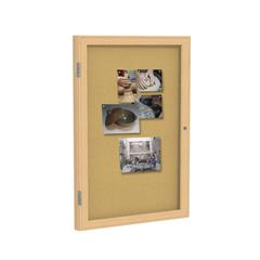 36"x36" 1-Dr Wood Frame Oak Finish Enclosed Bulletin Board - Natural Cork