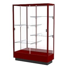 Heritage  48"W x 70"H x 18"D  Floor Case, Mirror Back, Hardwood Cordovan Finish