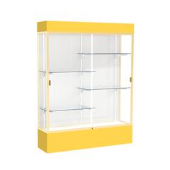 Spirit  60"W x 80"H x 16"D  Lighted Floor Case, White Back, Champagne Finish, Goldenrod Base and Top