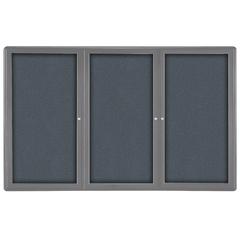 48"x72" 3-Door Ovation Gray Fabric Bulletin Board - Gray Frame