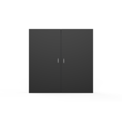 Ghent Magnetic Porcelain Whiteboard Cabinet with Cork Interior Doors, Black, 4'H x 4'W