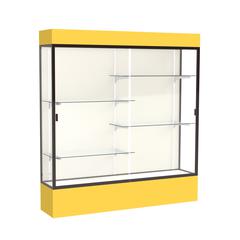 Spirit  72"W x 80"H x 16"D  Lighted Floor Case, Plaque Back, Dk. Bronze Finish, Goldenrod Base and Top