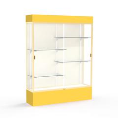 Spirit  60"W x 80"H x 16"D  Lighted Floor Case, Plaque Back, Champagne Finish, Goldenrod Base and Top
