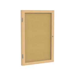 Ghent 1 Door Enclosed Natural Cork Bulletin Board with Oak Wood Frame, 3'H x 2'W
