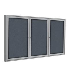 Ghent 48"x72" 3-Door Satin Aluminum Frame Enclosed Fabric Bulletin Board - Gray