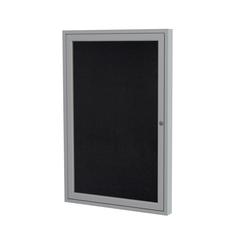 Ghent 1 Door Enclosed Recycled Rubber Bulletin Board with Satin Frame, 36"H x 30"W, Black