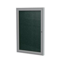 Ghent 36"x36" 1-Door Satin Aluminum Frame Enclosed Vinyl Bulletin Board - Ebony