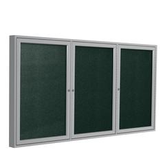 3 Door Enclosed Vinyl Bulletin Board with Satin Frame, 4'H x 8'W, Ebony