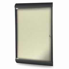 42⅛"x27¾" 1-Dr Silhouette Encl Bulletin Bd, Black Frame, Vinyl Fabric Caramel