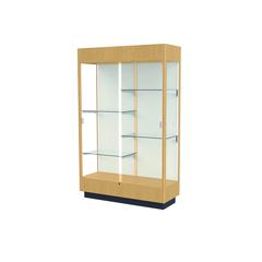 Heritage  48"W x 76"H x 18"D  Floor Case, Plaque Back, Hardwood Natural Maple Finish w/ Lighted Cornice