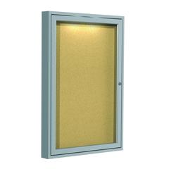36"x24" 1-Dr Alum Fr Enclosed Natural Cork Bulletin Board w/ Concealed Lighting