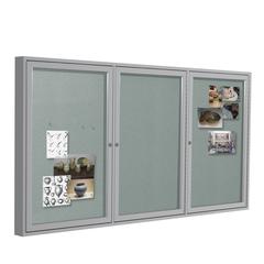 48"x72" 3-Door Satin Aluminum Frame Enclosed Vinyl Bulletin Board - Silver