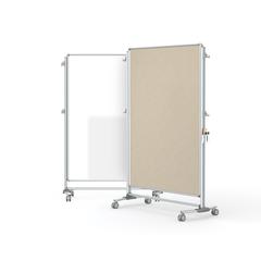 76⅛" x 52⅜" Nexus Partition - 2-Sided Mobile Porcelain Magn WB/ Fabric TB Beige