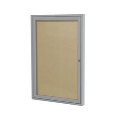 Ghent 1 Door Enclosed Vinyl Bulletin Board with Satin Frame, 24"H x 18"W, Caramel