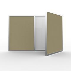 VisuALL PC Whiteboard Cabinet with Fabric Bulletin Board Exterior Doors, Beige