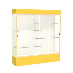 Spirit  72"W x 80"H x 16"D  Lighted Floor Case, Plaque Back, Champagne Finish, Goldenrod Base and Top
