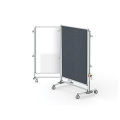 57⅜" x 40⅜" Nexus Jr. Partition - 2-Sided Mobile Porcln Magn WB/ Fabric TB Gray
