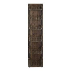 Recycled Wood & Metal Wall Rack W Six Wire Storage Baskets