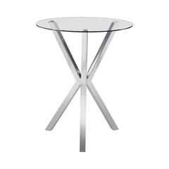 Sleek Chrome Round Bar Table with Clear Glass Top for Elegant Entertaining