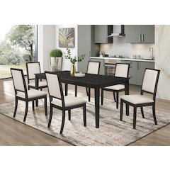 Louise 7-piece Rectangular Extension Leaf Dining Set Black