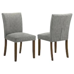 Upholstered Dining Chair with Wood Legs, Kitchen Side Chair, Grey, Set of 2
