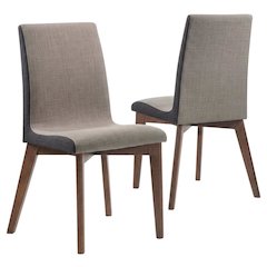 Mid-Century Modern Upholstered Dining Chair with Wood Legs, Set of 2