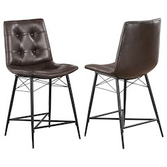 Aiken Upholstered Tufted Counter Chair Brown (Set of 2)