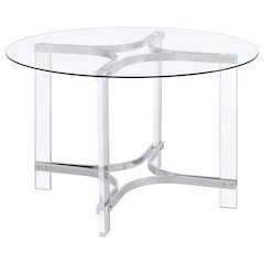 Keeling 47-inch Round Glass Top Acrylic Dining Table Chrome