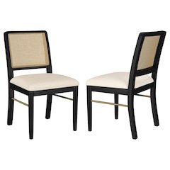 Arini Rattan Cane Dining Side Chair Black (Set of 2)