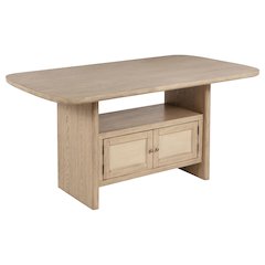 Kailani Cane Counter Height Storage Dining Table Beige Oak