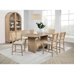 Kailani 8-piece Counter Dining Set with Cabinet Beige Oak