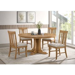 Hartville 5-piece Round Dining Table Set Natural Light Brown