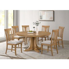 Hartville 7-piece Round Dining Table Set Natural Light Brown