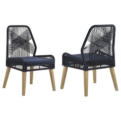 Nakia Woven Rope Dining Side Chairs Dark Navy (Set of 2)