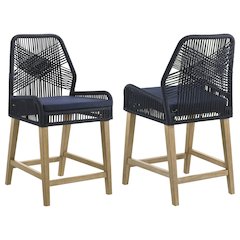 Nakia Woven Rope Counter Chair with Cushion Navy (Set of 2)