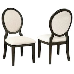 Oval Back Upholstered Wood Transitional Dining Side Chair, Set of 2