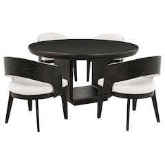 Leandro 5-piece Round Dining Table Set Burnished Black