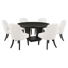Leandro 7-piece Round Dining Table Set Burnished Black