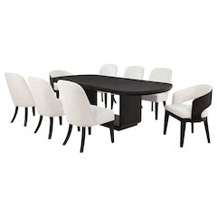 Leandro 7-piece Rectangular Dining Table Set Burnished Black